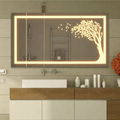 Autumn Tree Rectangle Led Wall Mirror