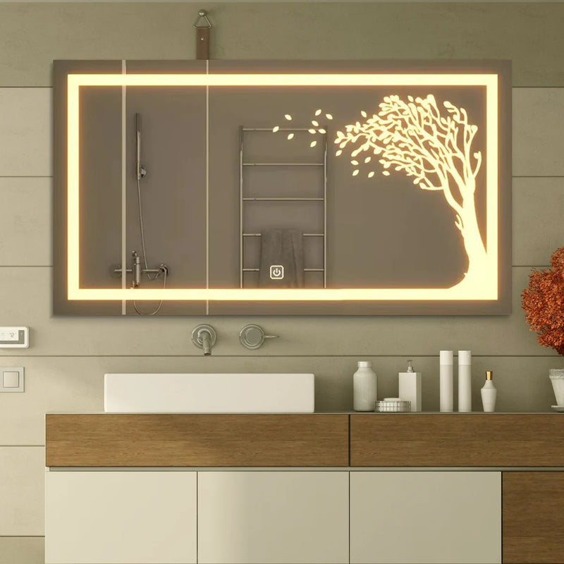 Autumn Tree Rectangle Led Wall Mirror