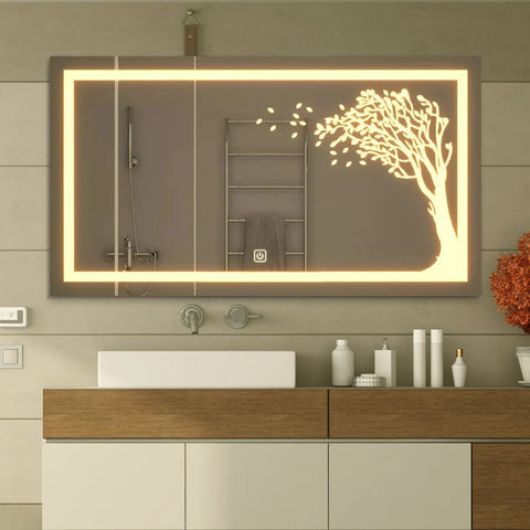 Autumn Tree Rectangle Led Wall Mirror