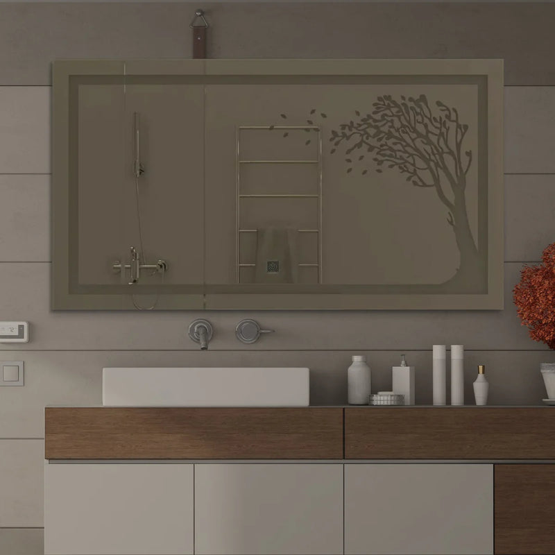 Autumn Tree Rectangle Led Wall Mirror
