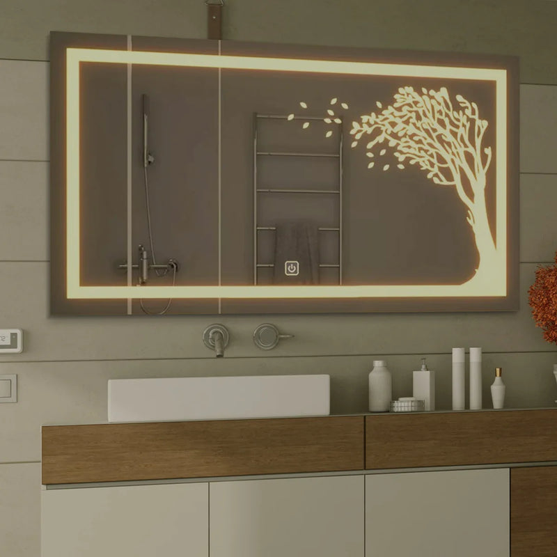 Autumn Tree Rectangle Led Wall Mirror