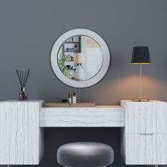 Bamboo Pattern Round Wall Wood Mirror