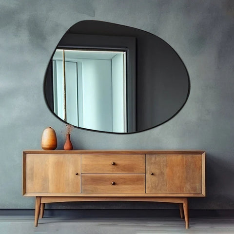 Decorative Framed Wall Mirror with Black Wooden Finish