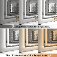 Fenry Rectangle Led Wall Mirror With Defogger
