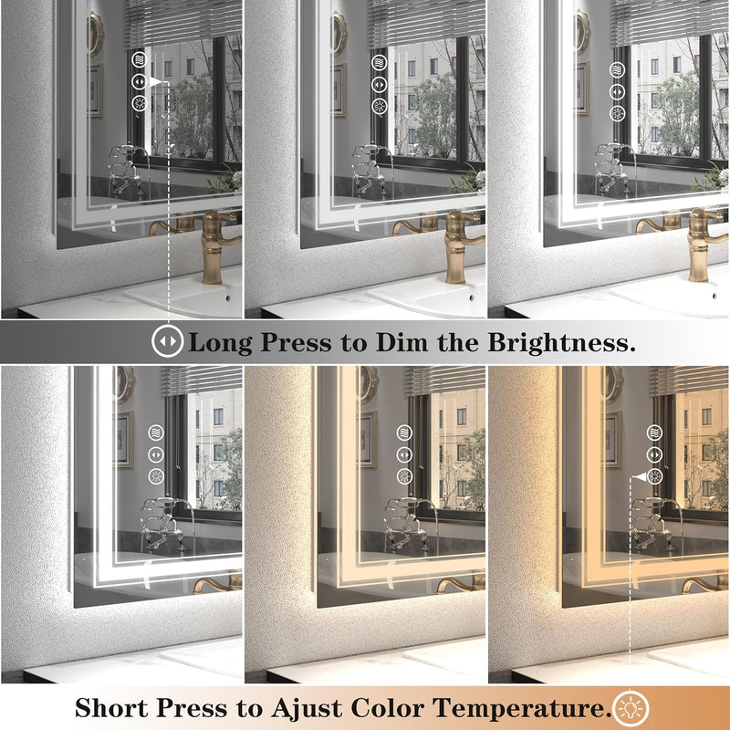 Fenry Rectangle Led Wall Mirror With Defogger
