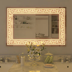 Greek Motif Led Bathroom Wall Mirror | 5 Years Warranty