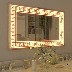 Greek Motif Led Bathroom Wall Mirror | 5 Years Warranty