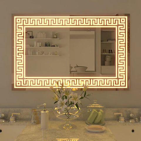 Greek Motif Led Bathroom Wall Mirror | 5 Years Warranty
