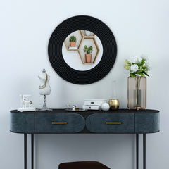 Infinite Strips Round Wall Wood Mirror