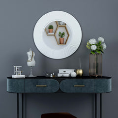 Infinite Strips Round Wall Wood Mirror