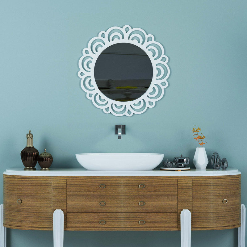 Marshal Round Wall Wood Mirror