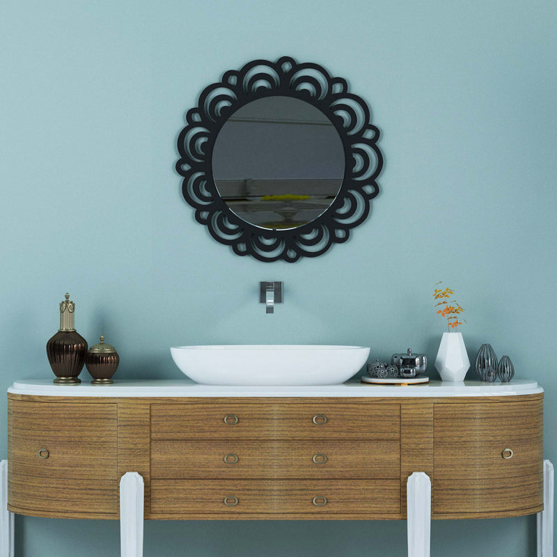 Marshal Round Wall Wood Mirror