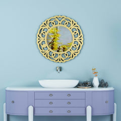 Muffing Round Wall Wood Mirror