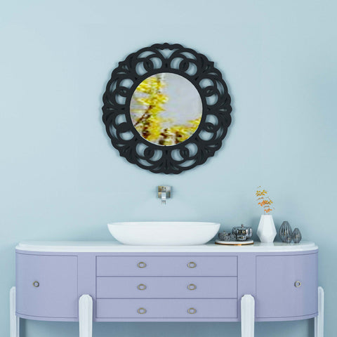 Muffing Round Wall Wood Mirror