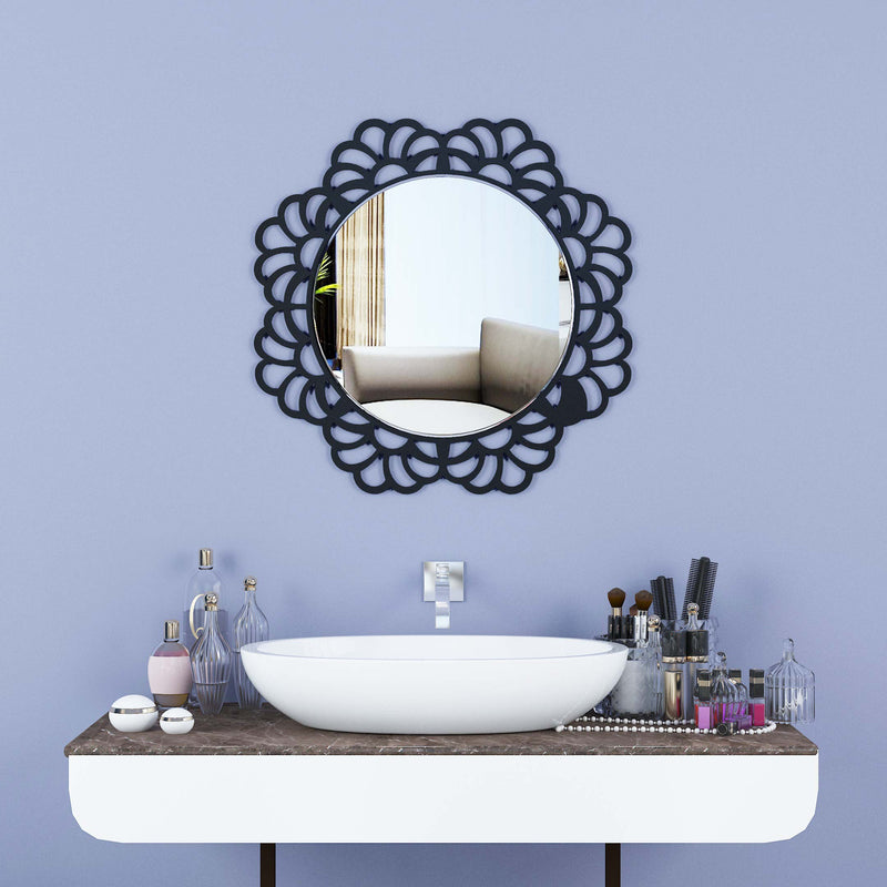 PureVista Round Wall Wood Mirror