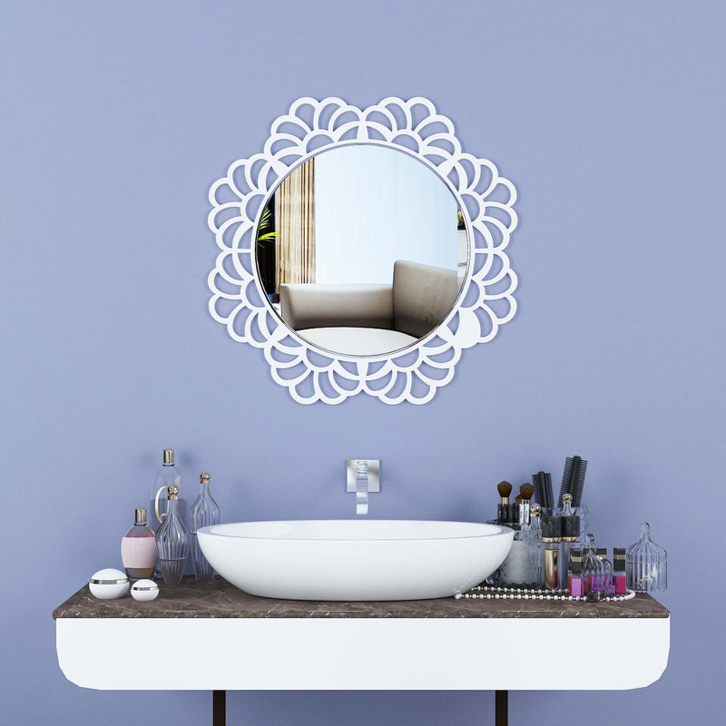 PureVista Round Wall Wood Mirror
