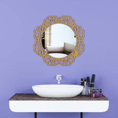 PureVista Round Wall Wood Mirror