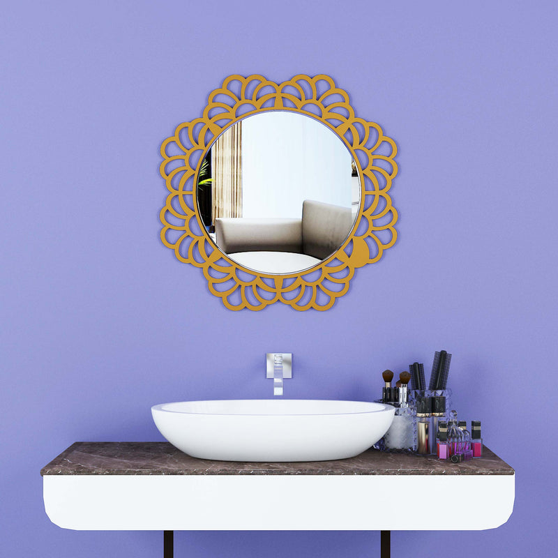 PureVista Round Wall Wood Mirror
