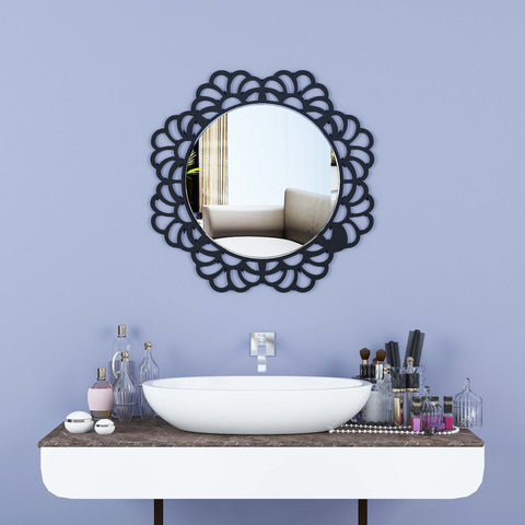 PureVista Round Wall Wood Mirror