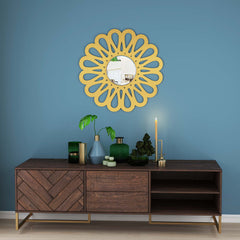 Radiant Halo Round Wall Wood Mirror