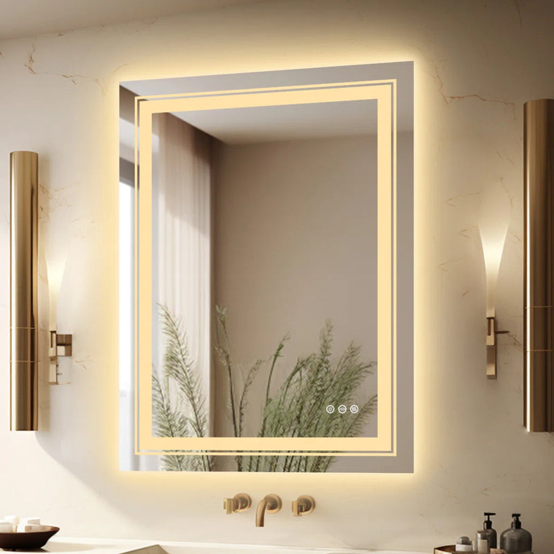 Stripted Bathroom Led  Wall Mirror With Defogger| 5 Years Warranty
