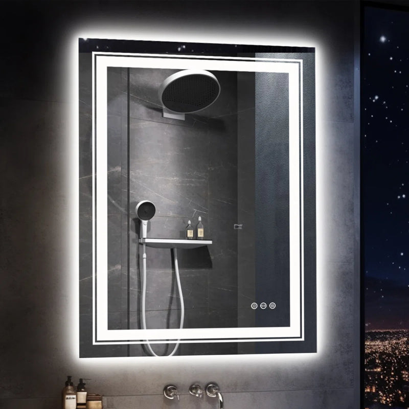 Stripted Bathroom Led  Wall Mirror With Defogger| 5 Years Warranty