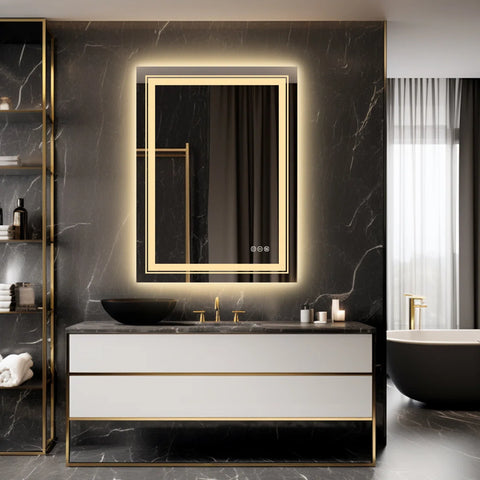 Stripted Bathroom Led  Wall Mirror With Defogger| 5 Years Warranty