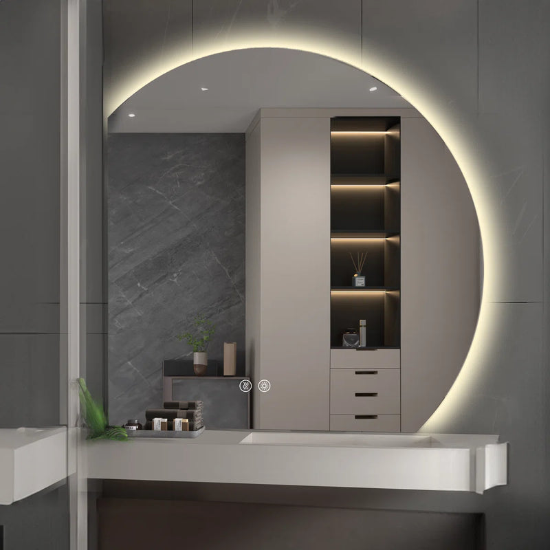Wall Mounted  Semicircular LED Mirror Anti-Fog Backlit Lighted Bathroom Vanity Mirror | 5 Years Warranty