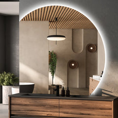 Wall Mounted  Semicircular LED Mirror Anti-Fog Backlit Lighted Bathroom Vanity Mirror | 5 Years Warranty