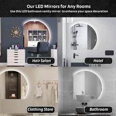 Wall Mounted  Semicircular LED Mirror Anti-Fog Backlit Lighted Bathroom Vanity Mirror | 5 Years Warranty