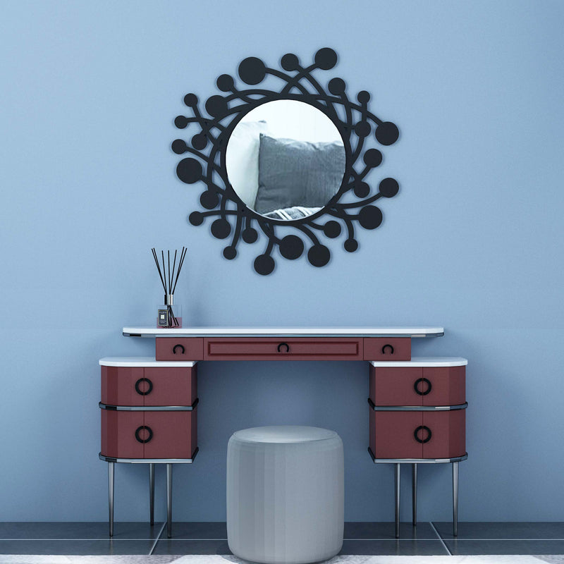 Wealth Round Wall Wood Mirror