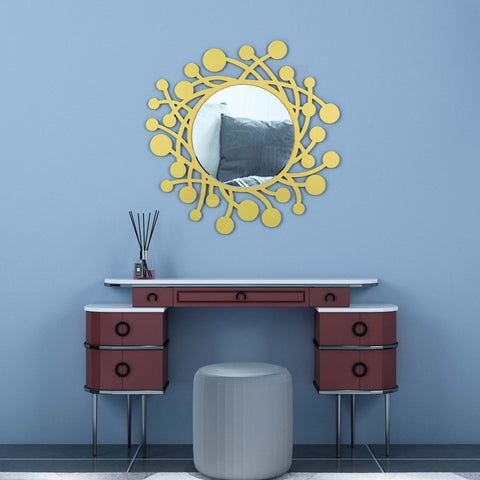 Wealth Round Wall Wood Mirror